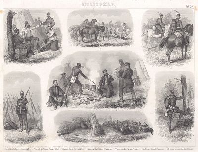Полевая форма и походный быт австрийской (рис.1-3) и прусской (рис.4-7) армий времен Австро-прусской войны 1866 г. Лейпциг, 1867