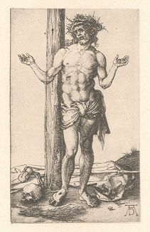 Христос с распростёртыми руками. Гравюра Альбрехта Дюрера, выполненная ок. 1499 года (Репринт 1928 года. Лейпциг)