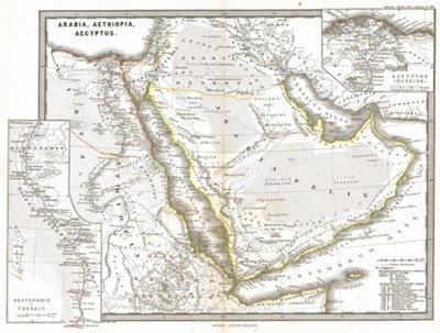 Древняя Аравия, Эфиопия и Египет. Карта из "Atlas Antiquus" (Древний атлас) Карла Шпрюнера и Теодора Менке, Гота, 1865 год