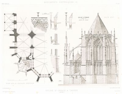 Церковь Сен-Урбен в Труа (XIII век). Archives de la Commission des monuments historiques, т.3, Париж, 1898-1903. 
