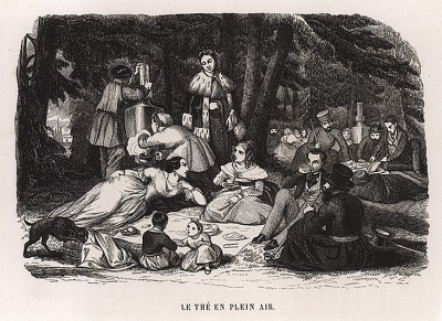 Чаепитие на природе. Les mystères de la Russie... Париж, 1845