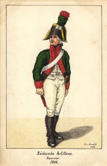 1806 г. Канонир артиллерии королевства Саксония. Коллекция Роберта фон Арнольди. Германия, 1911-29
