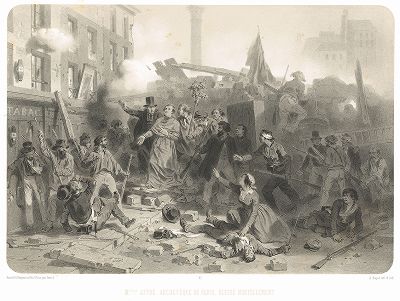 Смертельное ранение Архиепископа Парижа на Бастильской площади 25 июня 1848-го года (из работы Paris dans sa splendeur, изданной в Париже в 1860-е годы)