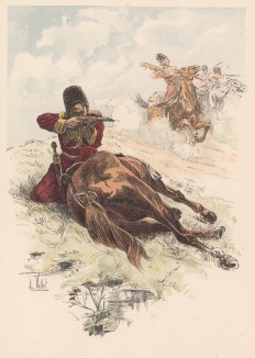 Черкес из охраны русского царя (из "Иллюстрированной истории верховой езды", изданной в Париже в 1891 году)