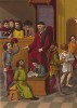 Вынесение судебного приговора провинившимся вассалам на "графском", или окружном, суде в средневековой Франции (из Les arts somptuaires... Париж. 1858 год)
