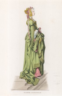 Фламандская камеристка (с гобелена XVI века) (лист 65 работы Жоржа Дюплесси "Исторический костюм XVI -- XVIII веков", роскошно изданной в Париже в 1867 году)