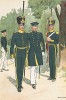 Офицеры и солдаты гренадерского батальона Småland в униформе образца 1832-45 гг. Svenska arméns munderingar 1680-1905. Стокгольм, 1911