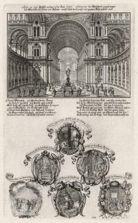 1. Еврейская синагога в Эфесе 2. Шесть сцен из "Деяний апостола Павла" (из Biblisches Engel- und Kunstwerk -- шедевра германского барокко. Гравировал неподражаемый Иоганн Ульрих Краусс в Аугсбурге в 1700 году)