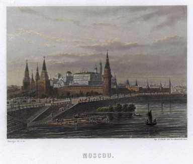 Вид на Кремль с Москва-реки. Russia illustrated. Лондон, 1835