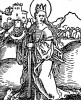 Святая великомученица Екатерина Александрийская. Ганс Бальдунг Грин. Иллюстрация к Hortulus Animae. Издал Martin Flach. Страсбург, 1512