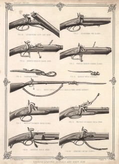 Армейские винтовки различных систем, середина XIX века. The Book of Field Sports and Library of Veterinary Knowledge. Лондон, 1864 