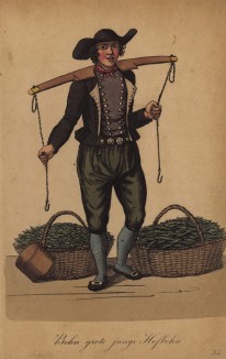Гамбургские уличные торговцы 1810-х гг. Торговцы овощами. "Фасоль, молодая фасоль! Кому фасоль?"