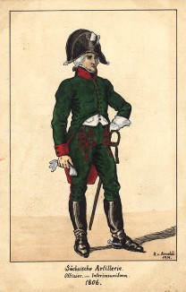 1806 г. Офицер артиллерии королевства Саксония. Коллекция Роберта фон Арнольди. Германия, 1911-29