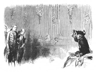 Гнев Старого Фрица. Илл. Адольфа Менцеля. Geschichte Friedrichs des Grossen von Franz Kugler. Лейпциг, 1842, с.585