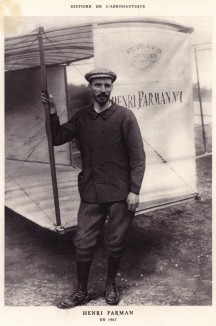 Анри Фарман (1874-1958) — французский пионер авиации, спортсмен, авиаконструктор, совместно с братом Морисом основавший авиазаводы Farman. L'аéronautique d'aujourd'hui. Париж, 1938