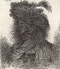 Автопортрет в берете и шарфе (большой, затененный). Офорт Джованни Кастильоне из сюиты «Большие головы, убранные на восточный манер», ок. 1645-50 гг. 