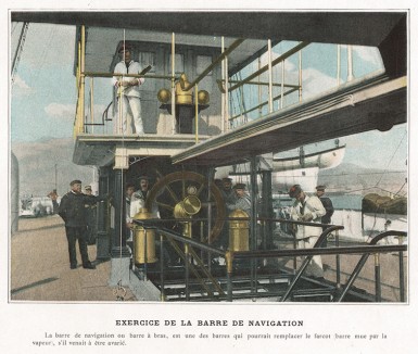 Занятия по навигации на борту французского военного корабля. L'Album militaire. Livraison №9. Marine. La vie à bord. Париж, 1890