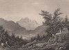 Пилатус -- горный массив в Швейцарии. Meyer's Universum, Oder, Abbildung Und Beschreibung Des Sehenswerthesten Und Merkwurdigsten Der Natur Und Kunst Auf Der Ganzen Erde, Хильдбургхаузен, 1840 год.