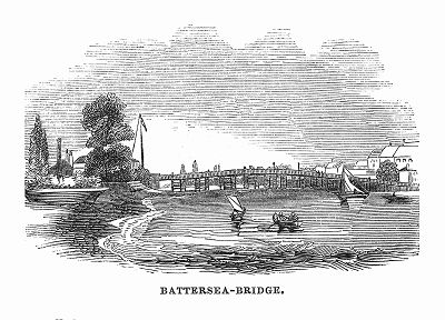 Консольный мост из чугуна и гранита через реку Темза в лондонском районе Баттерси, сооружённый в 1771 году английским архитектором Генри Холландом (1745 -- 1806 гг.) (The Illustrated London News №106 от 11/05/1844 г.)