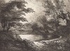 Лесное озеро. Гравюра с рисунка знаменитого английского пейзажиста Томаса Гейнсборо из коллекции Дж. Хибберта. A Collection of Prints ...of Tho. Gainsborough, Лондон, 1819. 