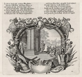 Иосиф обещает народу благополучную жизнь (из Biblisches Engel- und Kunstwerk -- шедевра германского барокко. Гравировал неподражаемый Иоганн Ульрих Краусс в Аугсбурге в 1700 году)