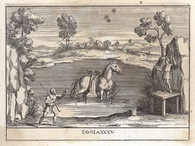 Купание коня. Le Pitture Antiche del Sepolcro de' Nasonii...", Рим, 1702 год
