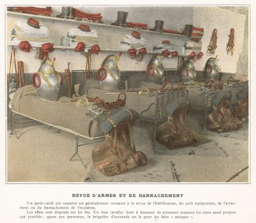 Снаряжение французских кирасиров. L'Album militaire. Livraison №3. Cavalerie. Serviсe interieur. Париж, 1890