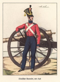 Канонир датской артиллерии в 1848 году (из популярной в нацистской Германии работы Мартина Лезиуса Das Ehrenkleid des Soldaten... Берлин. 1936 год)