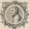 Иероним Бок (1498--1554 гг.) -- выдающийся немецкий фармацевт и врач (лист 61 иллюстраций к известной работе Medicorum philosophorumque icones ex bibliotheca Johannis Sambuci, изданной в Антверпене в 1603 году)