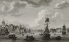 Вид с корабля на Сену, разделяющую Руан (лист 10 из альбома гравюр Nouvelles vues perspectives des ports de France..., изданного в Париже в 1791 году)
