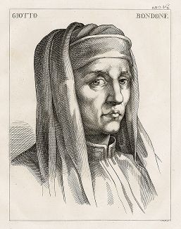 Джотто ди Бондоне (ок. 1267-1337) - один из важнейших художников Проторенессанса. Лист из Geschichte der Malerei in Italien... братьев Рипенхаузен, 1810 год. 