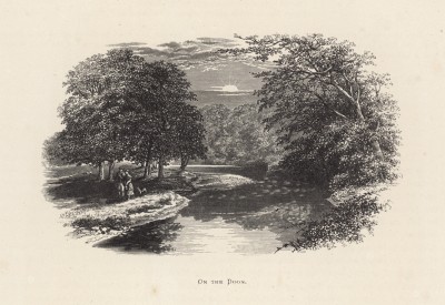 Прогулка у реки Дун в Шотландии (иллюстрация к работе "Пресноводные рыбы Британии", изданной в Лондоне в 1879 году)