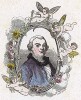 Жак Казот (1720-92) - французский писатель, автор романа "Влюбленный демон". Les Papillons, métamorphoses terrestres des peuples de l'air par Amédée Varin. Париж, 1852
