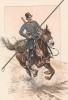 Казак гвардейского атаманского полка в 1880-е гг. (из "Иллюстрированной истории верховой езды", изданной в Париже в 1891 году)