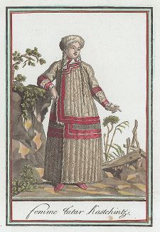 Женщина-качинка. Лист из "Encyclopédie des voyages", Париж, 1796 год