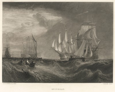 Спитхед: экипаж корабля, поднимающий якорь (лист из альбома "Галерея Тёрнера", изданного в Нью-Йорке в 1875 году)