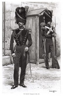 Парадная форма сапёров французской императорской гвардии образца 1855 года (из Types et uniformes. L'armée françáise par Éduard Detaille. Париж. 1889 год)