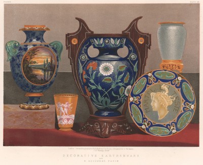 Декоративный фарфор из Парижа в античном стиле от M. Rousseau (Каталог Всемирной выставки в Лондоне. 1862 год. Том 1. Лист 49)