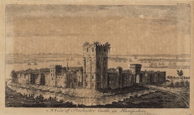 Вид на замок Порчестер в графстве Гэмпшир (Англия) (из A New Display Of The Beauties Of England... Лондон. 1776 г. Том 2. Лист 346)