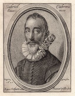 Портрет поэта Габриеле Чиабрера (1552-1638) работы Оттавио Леони, 1625 год. 