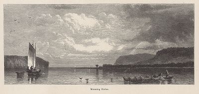 Залив Мьюнсинг, озеро Верхнее. Лист из издания "Picturesque America", т.I, Нью-Йорк, 1872.