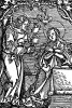 Благая весть. Ганс Бальдунг Грин. Иллюстрация к Hortulus Animae. Издал Martin Flach. Страсбург, 1512