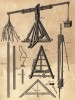 Плотницкие работы. Кран, детали крана (Ивердонская энциклопедия. Том III. Швейцария, 1776 год)