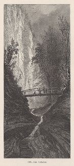 Скалы в так называемом Кафедральном ущелье, штат Нью-Йорк. Лист из издания "Picturesque America", т.I, Нью-Йорк, 1872.
