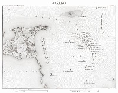 План морского сражения при Абукире 1-2 августа 1798 г. Из атласа к работе Луи Адольфа Тьера "История французской революции", карта 29. Париж, 1866