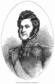 Его Величество король Луи--Филипп I (1773 -- 1850) -- последний монарх Франции, свергнутый в ходе буржуазно--демократической Революции 1848 года, установившей Вторую французскую республику (The Illustrated London News №305&306 от 04/03/1848 г.)