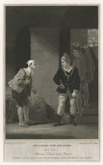 Иллюстрация к пьесе Шекспира "Мера за меру", акт IV, сцена IV: Помпей, Страшило и тюремщик.  Boydell's Graphic Illustrations of the Dramatic works of Shakspeare, Лондон, 1803. 