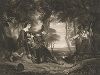 Смерть разбойника. Великолепно выполненная гравюра известного английского художника и гравёра Сэмюэла Рейнольдса по картине художника Чарльза Истлэйка, Лондон, 1826 год.