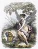 Юная стрекоза и бабочка Голубянка эндимион. Les Papillons, métamorphoses terrestres des peuples de l'air par Amédée Varin. Париж, 1852
