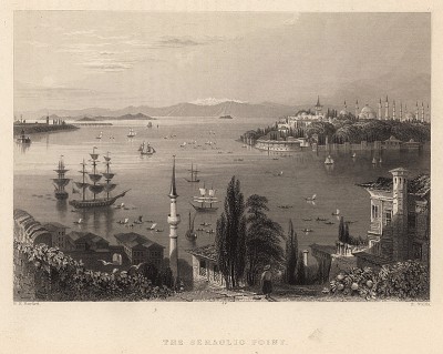 Вид на Константинополь (Стамбул). The Beauties of the Bosphorus, by miss Pardoe. Лондон, 1839